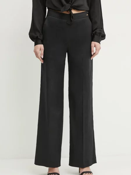 Lanene hlače Guess ISABEAU črna