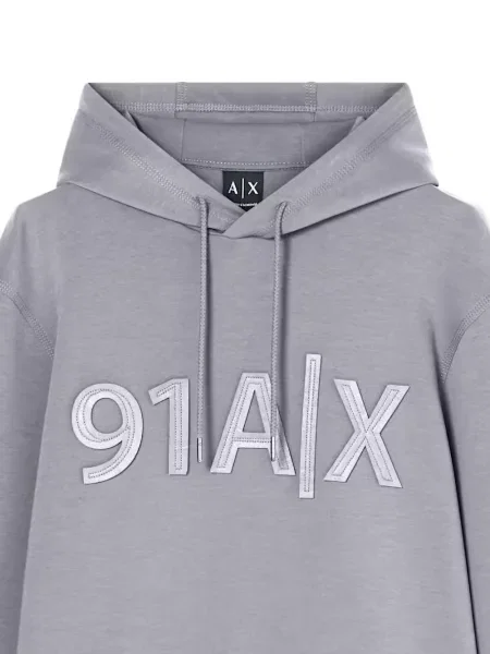 Hanorac cu glugă Armani Exchange cu aplicații gri