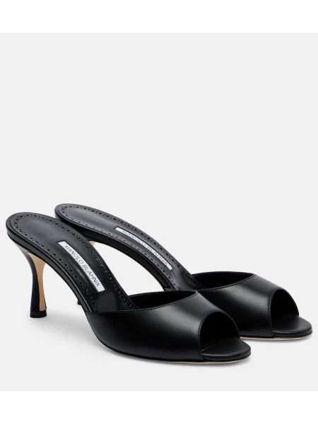 Papuci tip mules Manolo Blahnik din piele negru