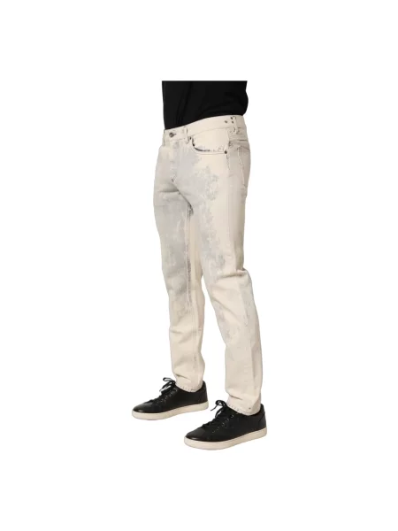 Tie dye jeansy Dolce And Gabbana wiązane beżowe