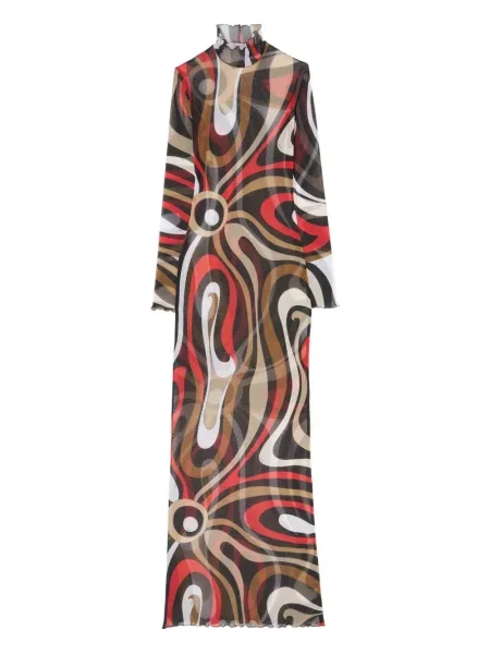 Rochie maxi Pucci cu imagine de costum maro