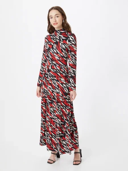Warehouse Rochie negru roșu alb