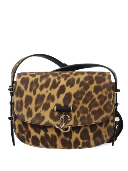 Geanta crossbody Jimmy Choo din piele cu imagine cu model leopard maro
