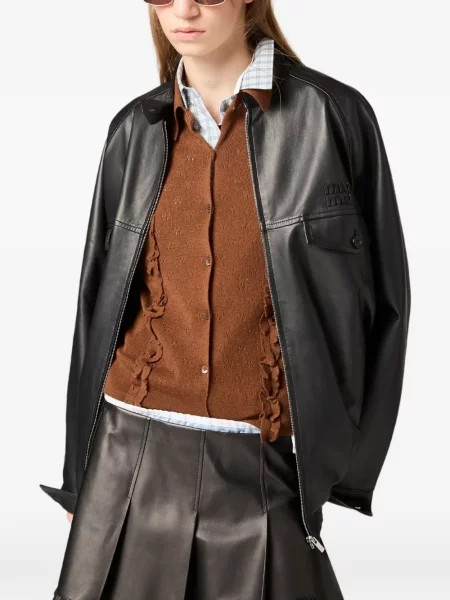 Cardigan Miu Miu de mătase maro