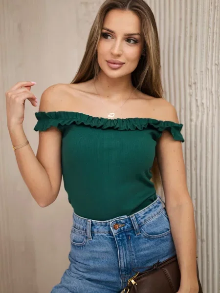 Top Kesi z falbankami czarny