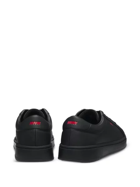 Sneakerși Boss din piele cu autograf negru