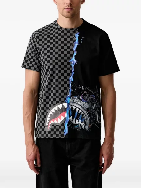 Tricou Sprayground în carouri cu imagine negru