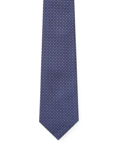Cravată Kiton de mătase cu imprimeu geometric albastru