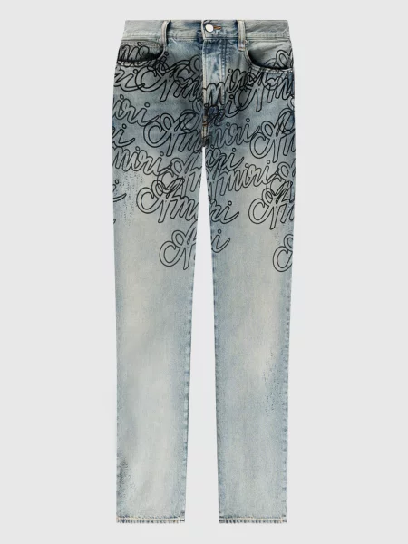 Джинси з принтом логотипа Amiri блакитні