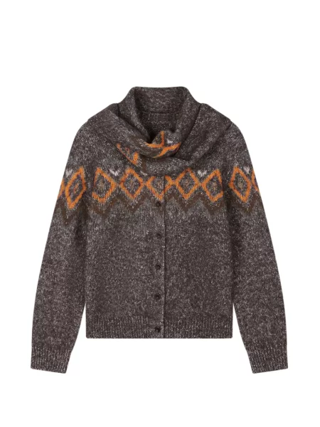 Cardigan Jnby cu imprimeu geometric maro