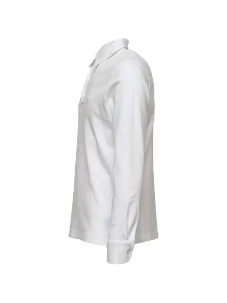 Lung tricou polo Zanone alb