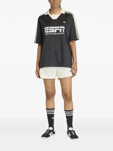 Pantaloni scurți Adidas cu dungi cu decolteu în V negru