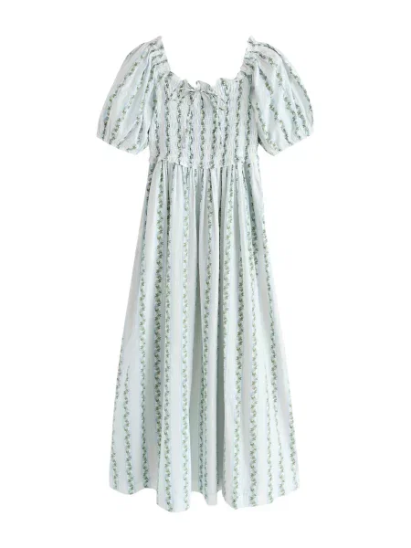 Next Rochie albastru deschis / oliv / verde kiwi alb