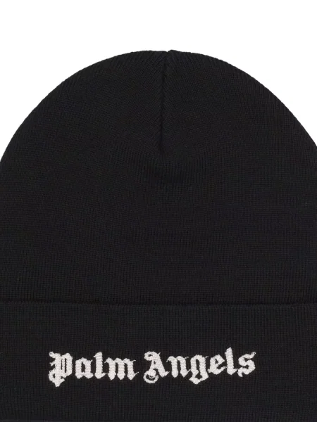 Vlnená klasická čiapka Palm Angels s autogramom čierna
