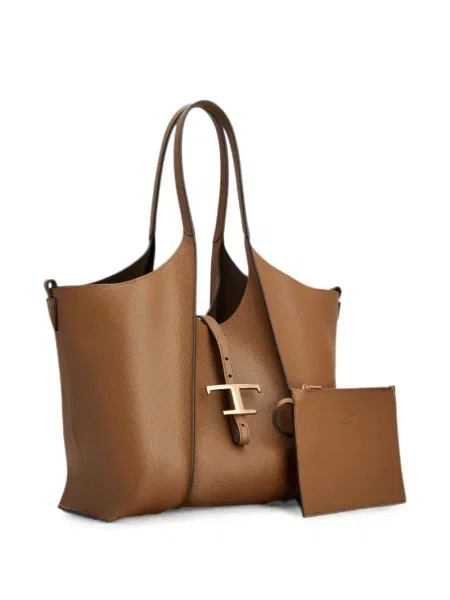 Δερμάτινη τσάντα shopper Tod's καφέ