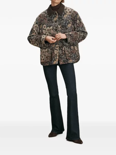 Palton Veronica Beard cu model floral maro