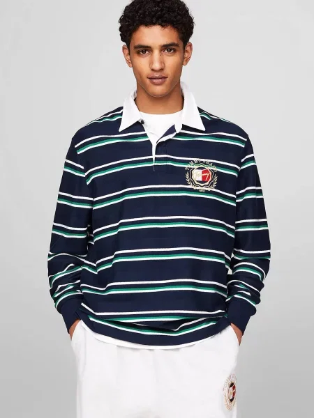 Смугастий лонгслів Tommy Jeans синій