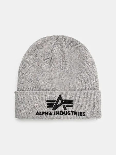Alpha Industries căciulă 3D Beanie negru din țesătură uni gri