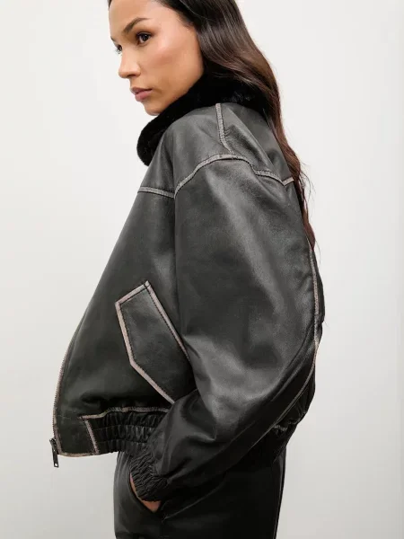 Answear.LAB geaca de piele de tranzitie negru