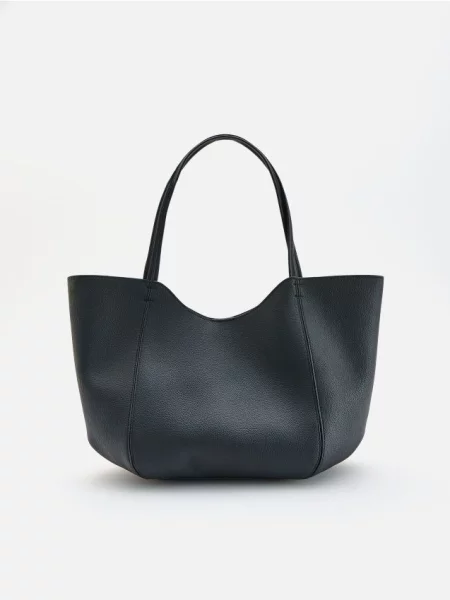 Reserved Geantă shopper din piele ecologică negru