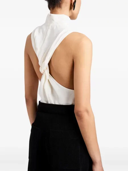 Top Proenza Schouler White Label din jacard alb