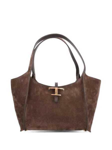 Geantă shopper Tod's din piele de căprioară maro
