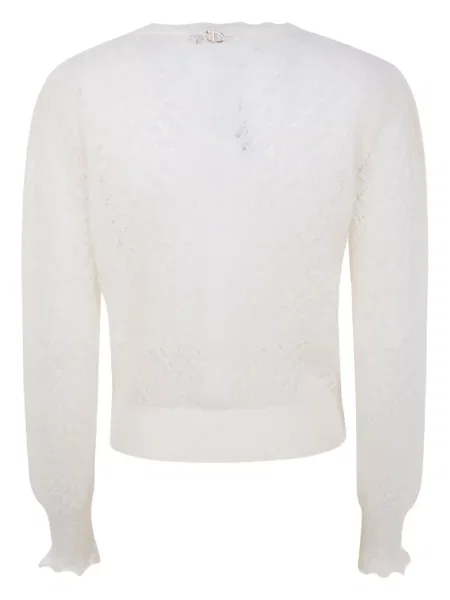 Pulover Twinset cu volane alb