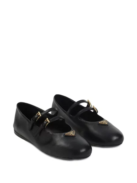 Balerini Prada din piele cu cataramă negru