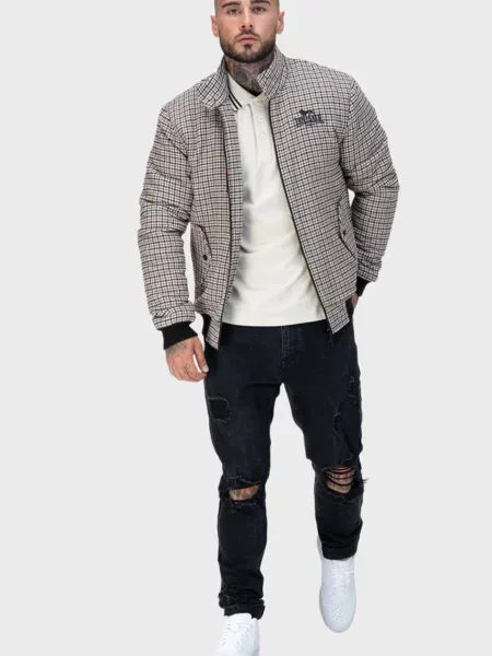 Клетчатый классический бомбер Lonsdale бежевый