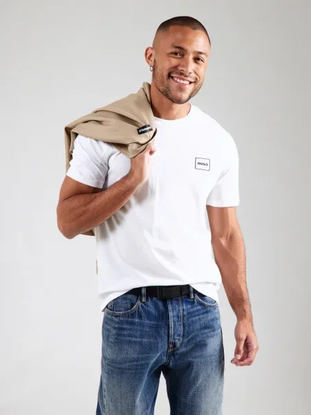 HUGO Tricou Dugopak' alb