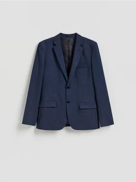 Reserved Sacou slim fit cu vâscoză bleumarin