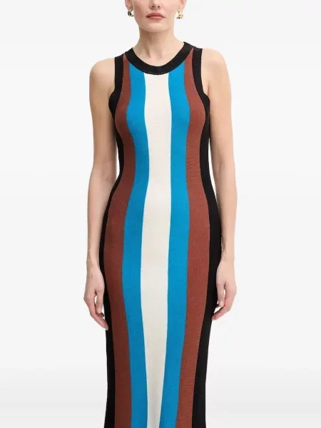 Rochie maxi Silvian Heach cu franjuri cu dungi de costum albastru