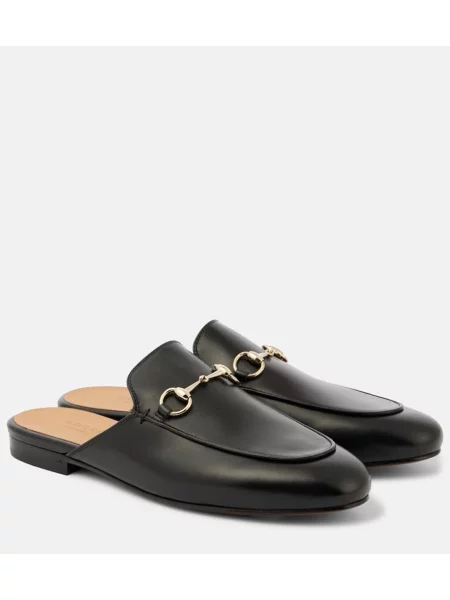 Papuci tip mules Gucci din piele negru