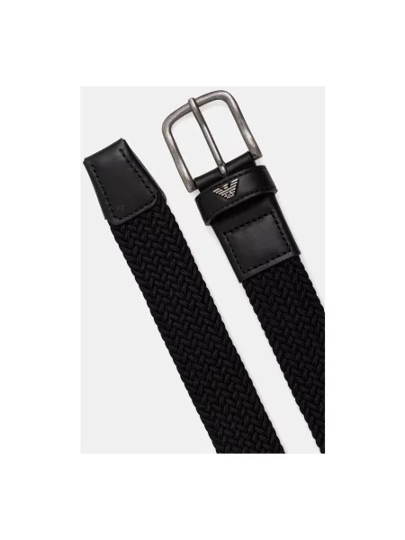 Pasek Emporio Armani skórzany pleciony czarny