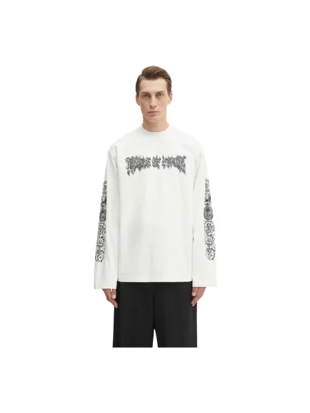 VETEMENTS longsleeve Cof Double Logo Longsleeve beżowy z nadrukiem biała