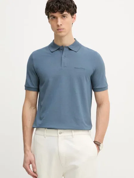 Marc O'Polo polo majica z bombažem modra