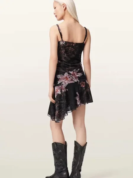 AllSaints ασύμμετρο φόρεμα BEA μαύρο
