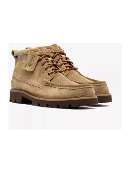 Botki Clarks skórzane beżowe