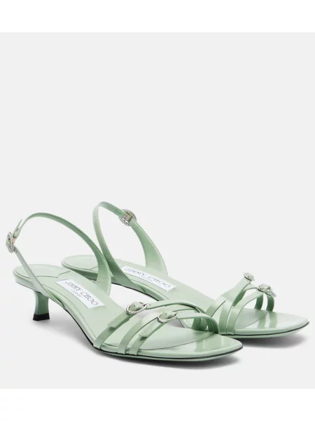 Sandale Jimmy Choo din piele de lac slingback verde