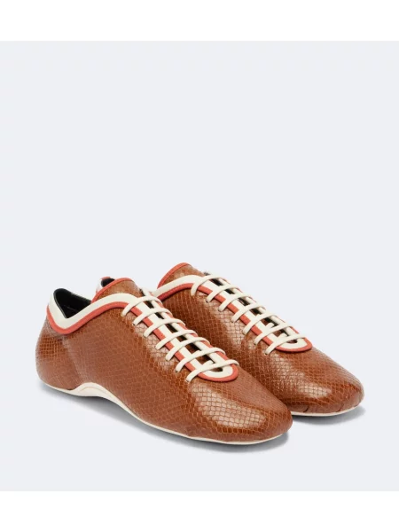 Sneakerși Dries Van Noten din piele cu model piele de șarpe maro