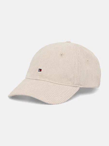 Tommy Hilfiger Шапка с козирка Th Flag 6 Panel Cord Cap Екрю бежово