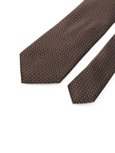 Cravată Corneliani de mătase cu imprimeu geometric maro
