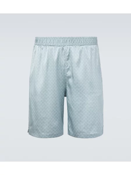 Pantaloni scurți Frescobol Carioca de mătase cu imagine albastru