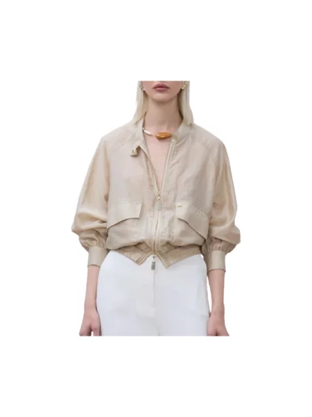 Lola Casademunt kurtka z dodatkiem lnu beżowa