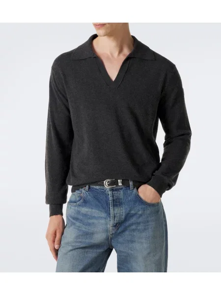 Tricou polo Moncler de lână gri