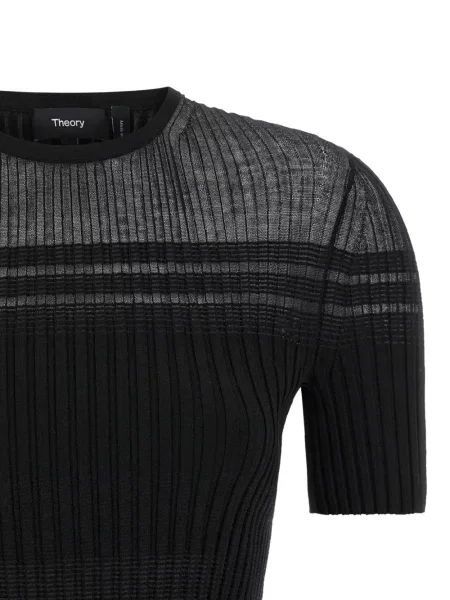 Tricou Theory cu decolteu rotund negru