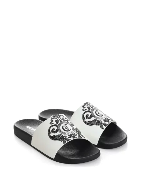 Papuci Just Cavalli cu imagine alb