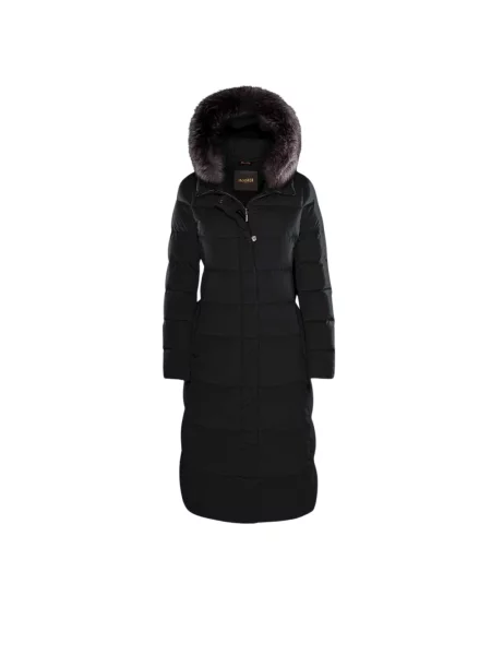 Lniany płaszcz Moorer z kapturem czarny