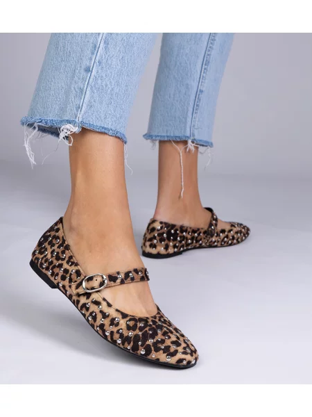 Balerini Marka Niezdefiniowana cu model leopard cu cataramă cu tepi