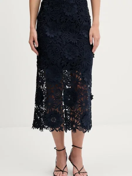 Rotate fustă bleumarin midi creion albastru